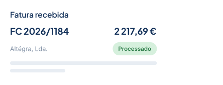 Fatura recebida e processada