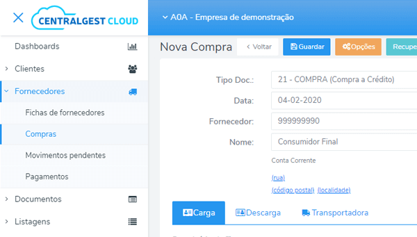 CentralGest Cloud - Compras Online