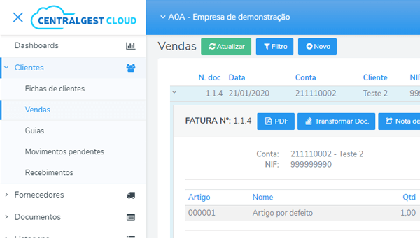 CentralGest Cloud - Faturação Online
